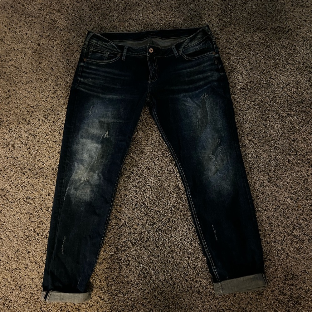 Silver size 34/29 cropped jeans.
